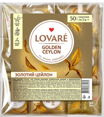 Чай черный цейлонский Lovare Golden Ceylon 100 г (50 шт. х 2 г)